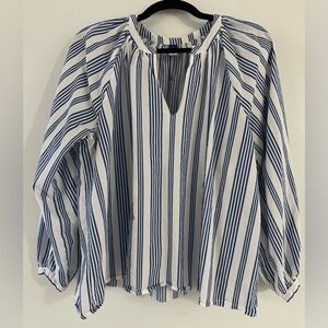 Blue and White Multi-Striped Shirt